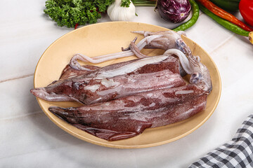 Raw fresh squid for grill
