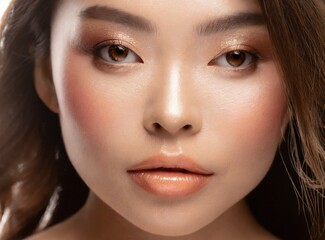 Fototapeta premium Beautiful Asian female model beauty makeup, face closeup