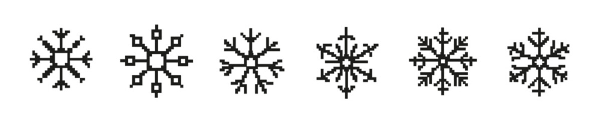 8 bit snowflake icon. Pixel retro arcade game frozen winter symbol vector
