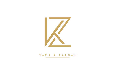 Alphabet Letters KZ or ZK Logo Monogram