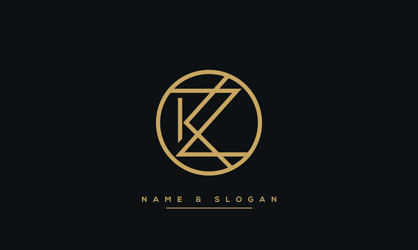 Alphabet Letters KZ or ZK Logo Monogram