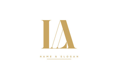 Alphabet Letters LA or AL Logo Monogram