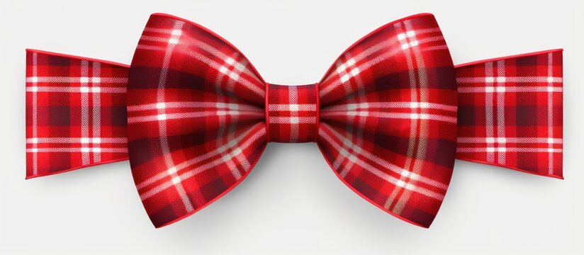 Red ribbon bows on a white background. AI generated image
