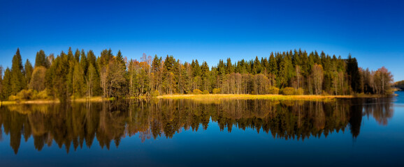 autumn landscape - lake and autumnal forest