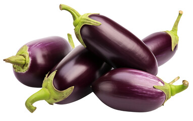 Vibrant Eggplants on transparent Background - obrazy, fototapety, plakaty