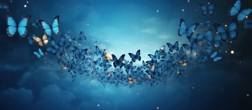 Abstract butterfly texture isolated blue background. AI generated image