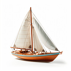 Obraz premium Small Sailboat on White Background