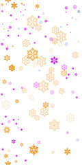 seamless pattern depicting multi-colored snowflakes on a white background