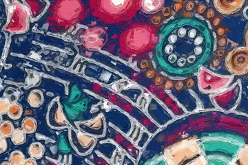 Oil painting with various flowers, Paisley's beautiful wedding illustration