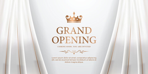 Grand opening luxury invitation banner design template with 3d editable text effect - obrazy, fototapety, plakaty