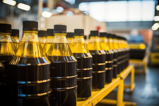 Sunflower technology yellow bottles factory plastic industrial packaging production natural liquid oil food