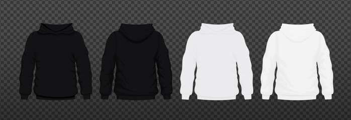 Hoodie White and black template. Hoody mockup blank front view - obrazy, fototapety, plakaty