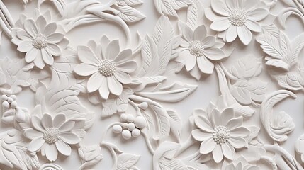 a plaster background adorned with a delicate and intricate floral pattern, capturing the essence of vintage elegance.