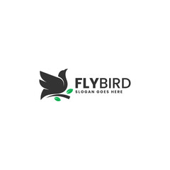 Vector Logo Illustration Fly Bird Silhouette Style
