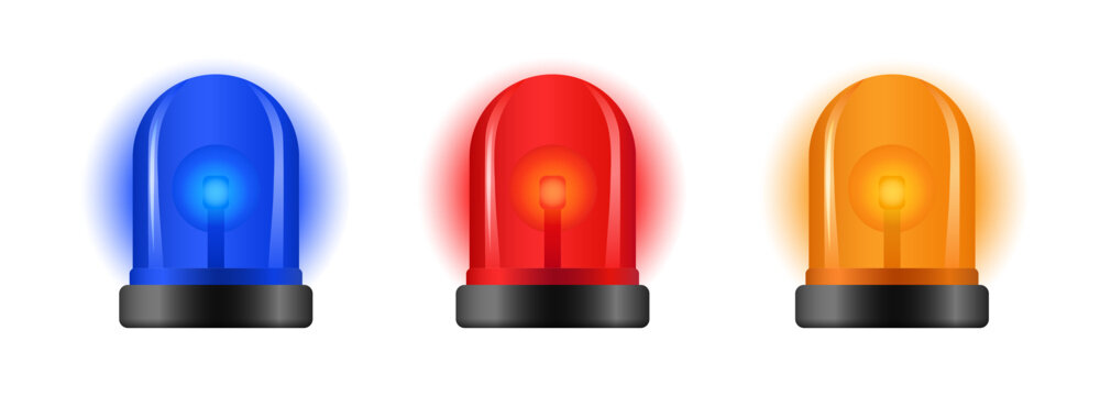 Emergency warning 3d siren. Police light alert flasher