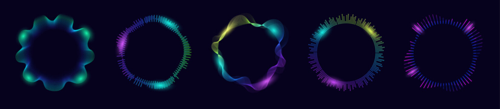 Radial sound wave equalizer. Techno music vibration circle. Voice recognition sound effect