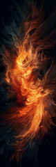 Burning fire on a black background, intense and dynamic image. flames transmit heat and power in a compelling contrast with the surrounding darkness. - obrazy, fototapety, plakaty