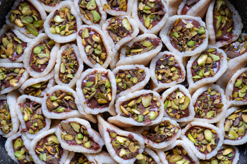 Qatayef Asafiri stuffed with pistachio