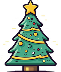 Colorful Christmas Tree Icon Vector