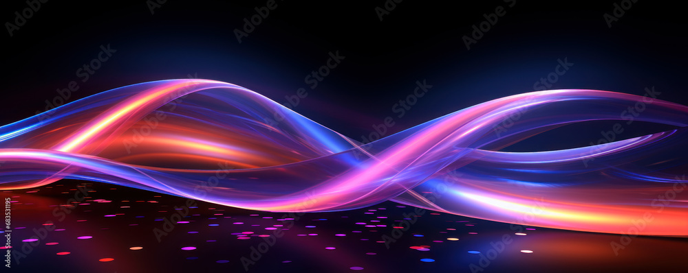 Wall mural abstract neon lines background, pattern of fast motion in futuristic digital space. cyberspace with 