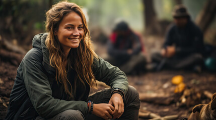 Fototapeta premium a young pretty traveling woman