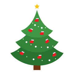 Colored christmas tree icon Vector