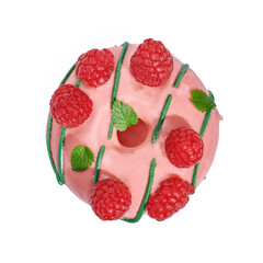 Donut with strawberrry on on white background