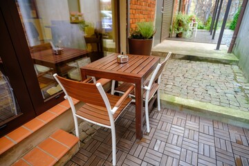 garden furniture table with chairs. nice place for breakfast.