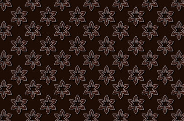 Pattern of christmas cookie stars on brown pastel background