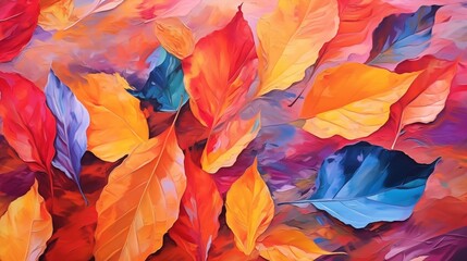 Fototapeta na wymiar Colorful Leaves Dancing in the Autumn Breeze