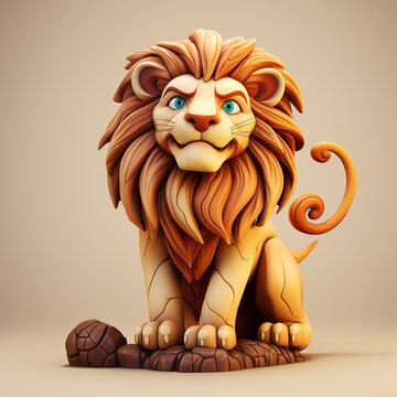 3d rendered photo of lion made by generative AI