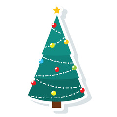 Colored christmas tree icon Vector