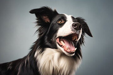 Fototapeta premium border collie, adult dog on a studio background. breed, black and white pet.