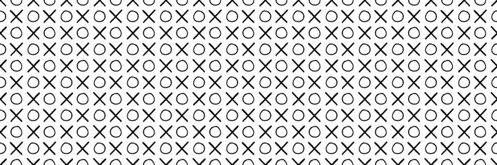 Seamless pattern of circles and crosses in black and white