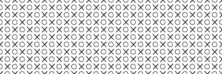 Seamless pattern of circles and crosses in black and white