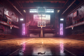 Old basketball court.  - obrazy, fototapety, plakaty