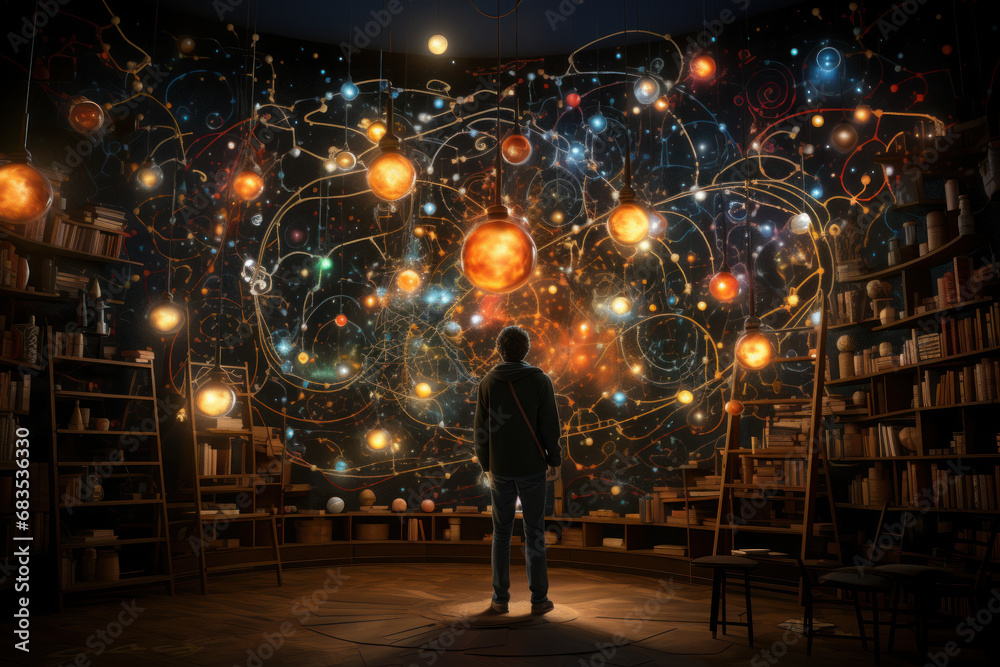 Poster a mathematician exploring abstract concepts and discovering new patterns, expanding the boundaries o
