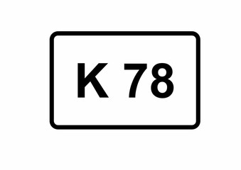 Illustration eines Kreisstraßenschildes der K 78 in Deutschland	