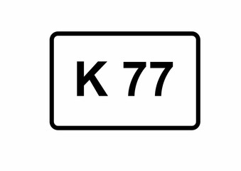Illustration eines Kreisstraßenschildes der K 77 in Deutschland	
