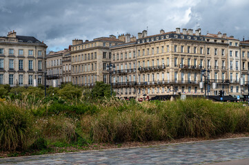 Fototapeta na wymiar Travel destination, walking in central part of Bordeaux city, view on houses and streets
