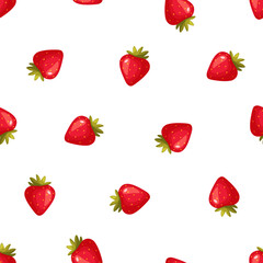 Strawberry Pattern, Red seamless strawberry, Strawberry white Background, Strawberry Wallpaper Love Cards, Vector Illustration. Texture for fabric, wrapping, wallpaper.