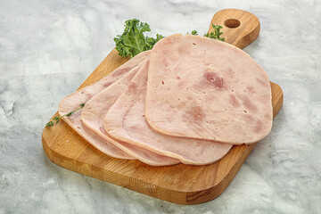 Sliced Pork Ham over board