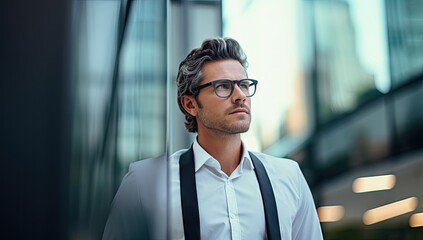 Fototapeta premium Focused Executive in Urban Business District