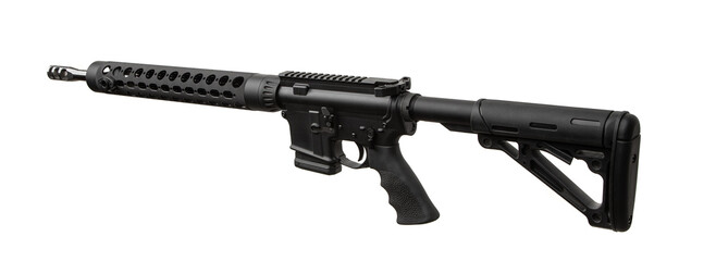 Modern automatic rifle isolated on white background. Weapons for police, special forces and the...