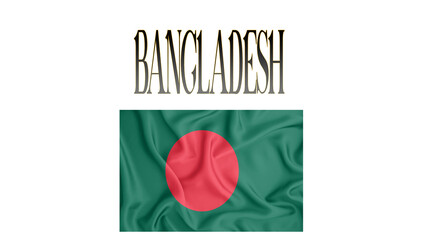 Illustration of the flag of Bangladesh. with 3d inscription of the name of Bangladesh. For use in educational proposals or video illustrations. Transparent background.