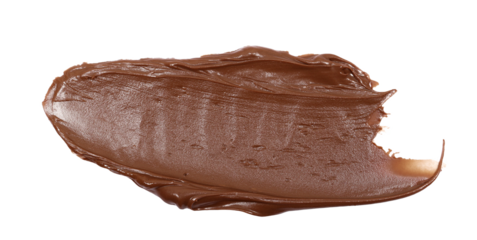Chocolate cream spread isolated on white background, top view