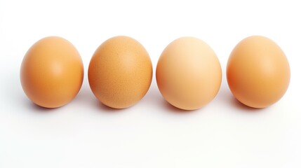 pile of chicken eggs on a white background. Generative AI