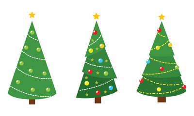Set of colored christmas tree icons Vector