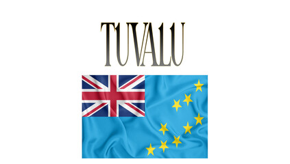 Fototapeta premium Illustration of the flag of TUVALU with 3d inscription of the name of TUVALU. For use in educational proposals or video illustrations. Transparent background.
