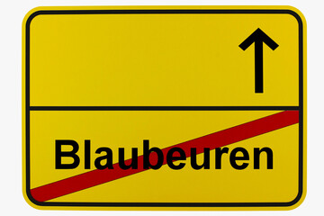 Naklejka premium Illustration eines Ortsausgangsschildes von Blaubeuren in Baden-Württemberg